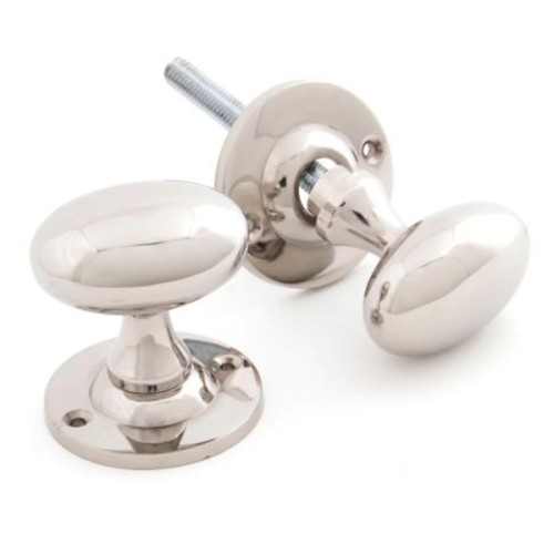 OVAL RANGE MORTICE / RIM DOOR KNOBS ON FACE FIXED ROSE